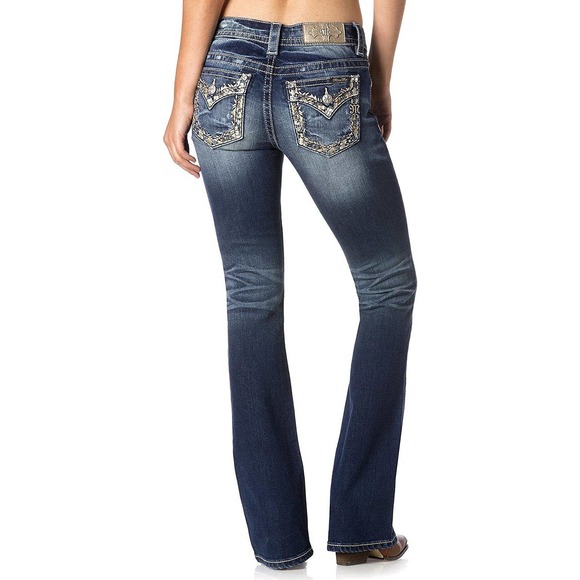 Miss Me Denim - Miss Me Embroidered Pocket Rim Mid Rise Bootcut Jeans MP8714B Size 31